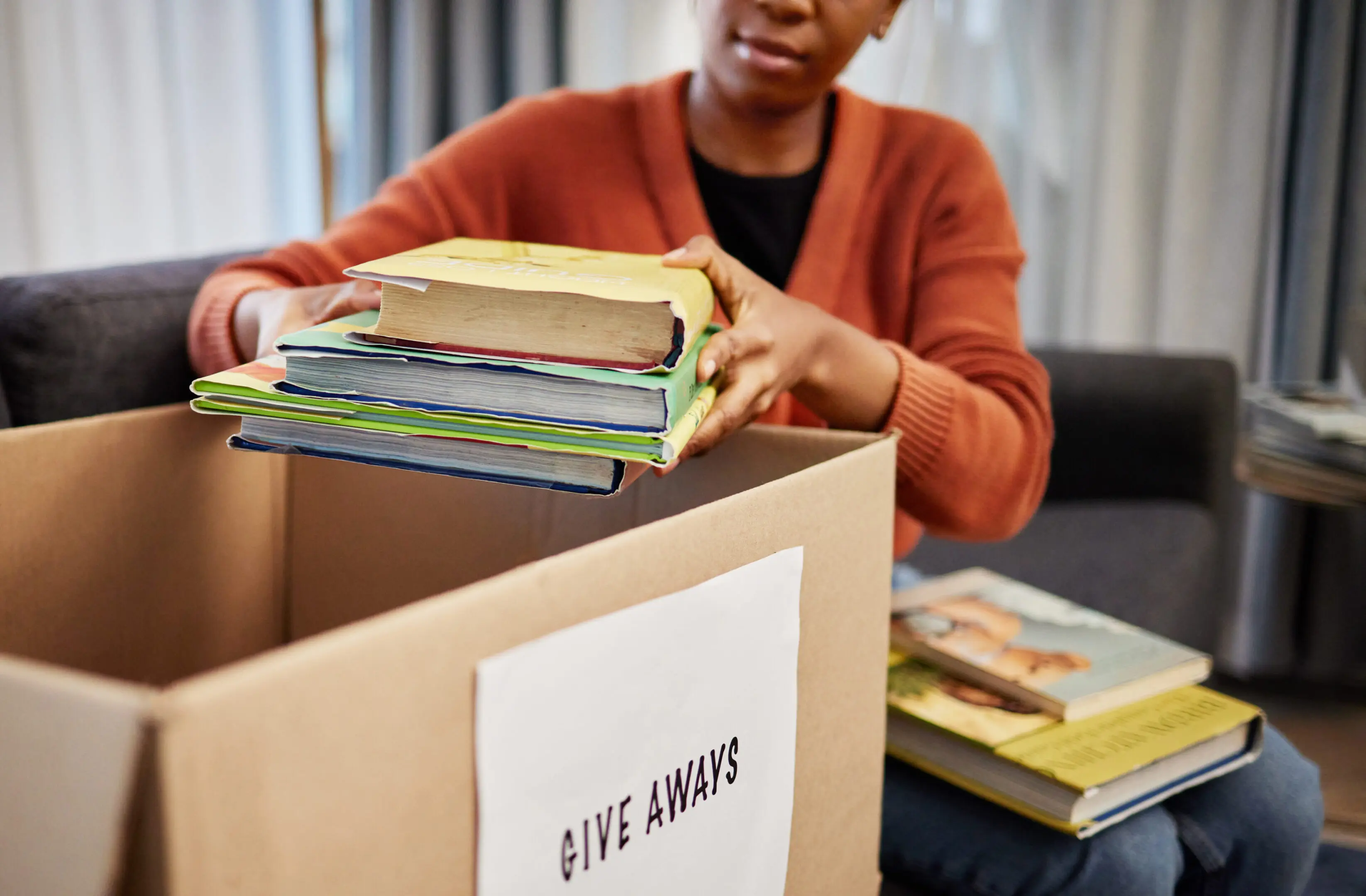Organizing books for donation