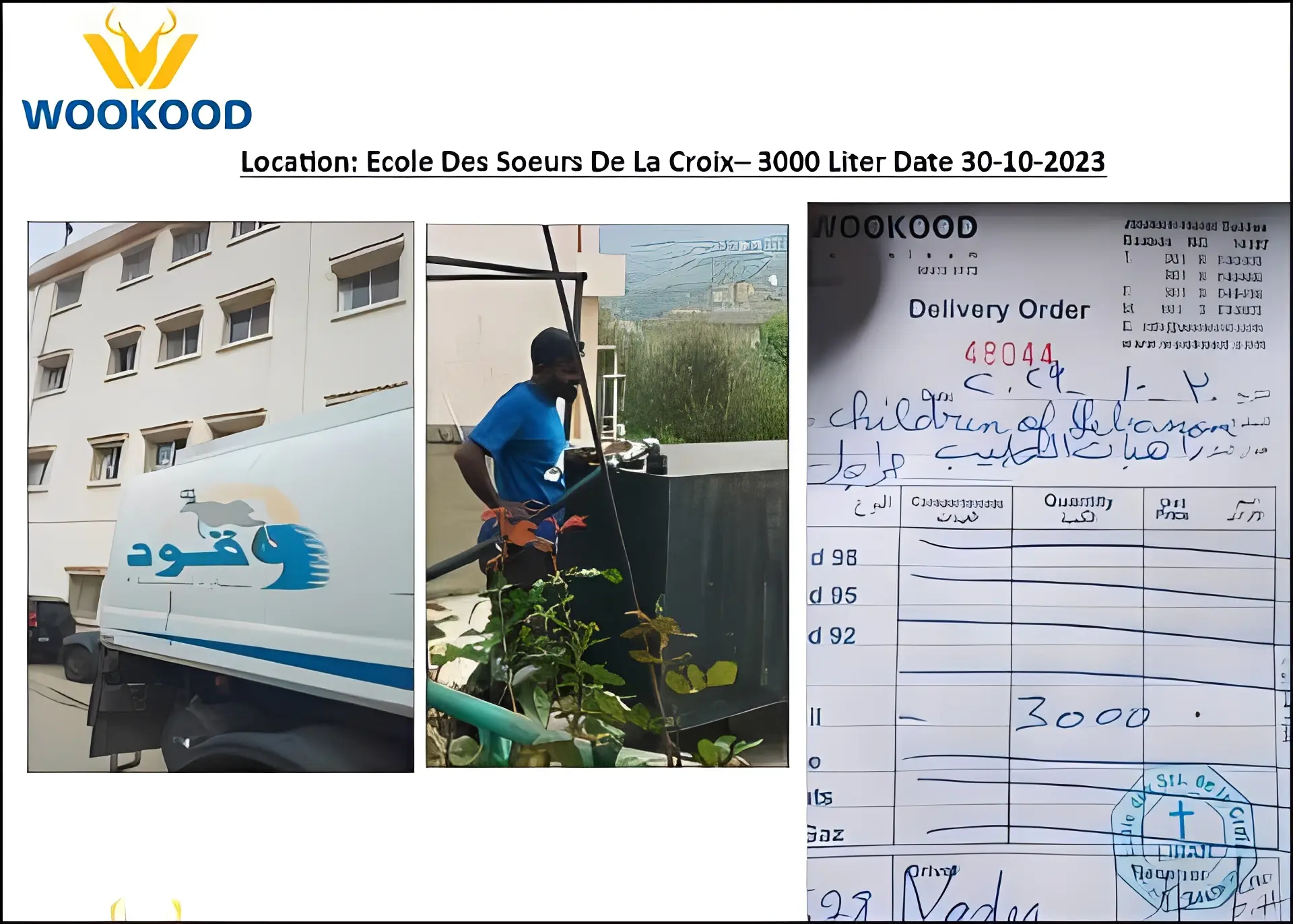 Delivery order document with details