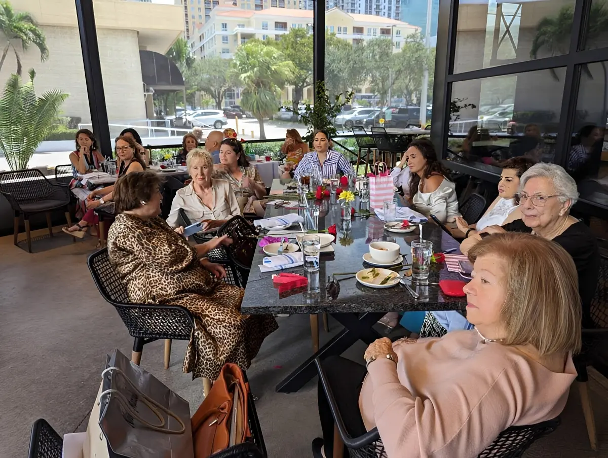 Women gathered at a restaurant table