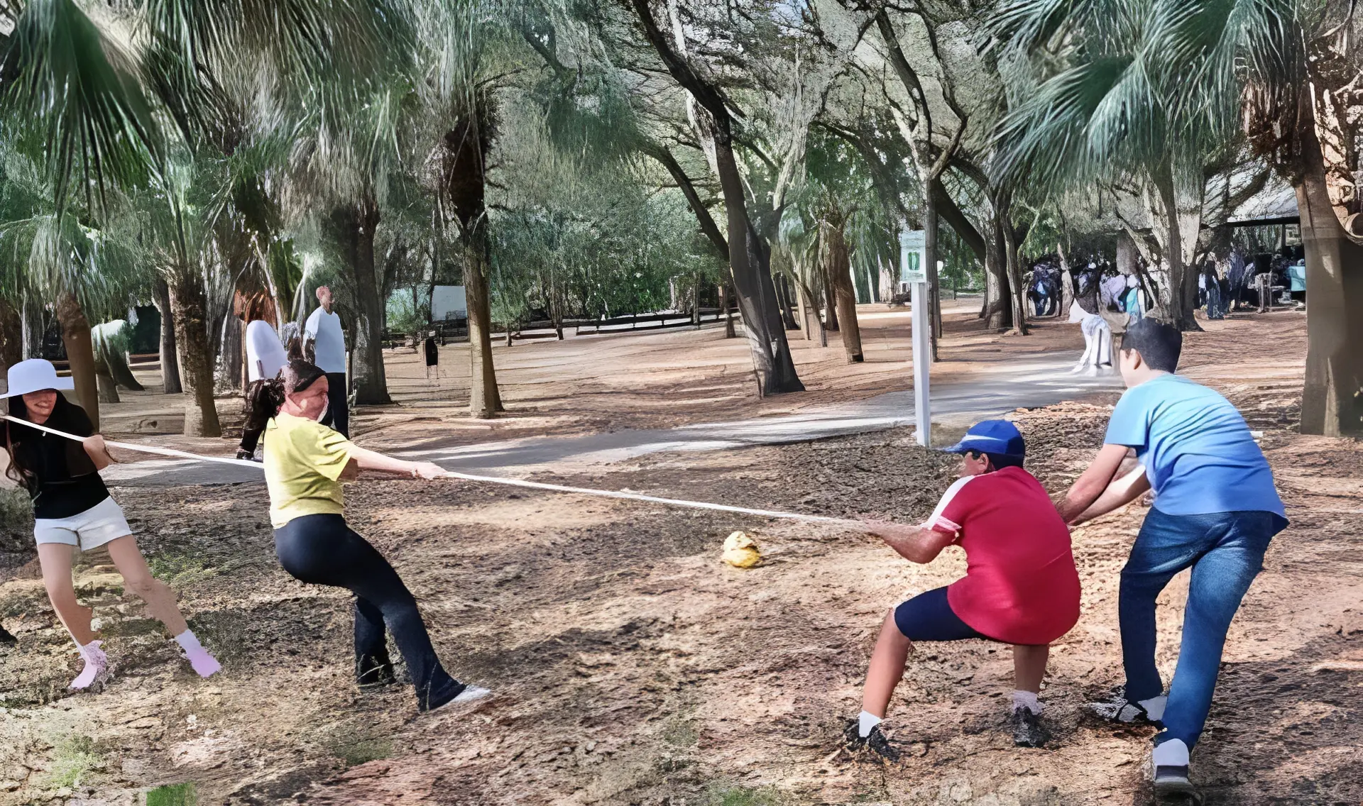 Kids enjoying tug of war game